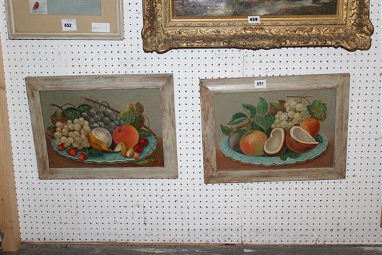 Pair oil on boards, still life, signed Thomas